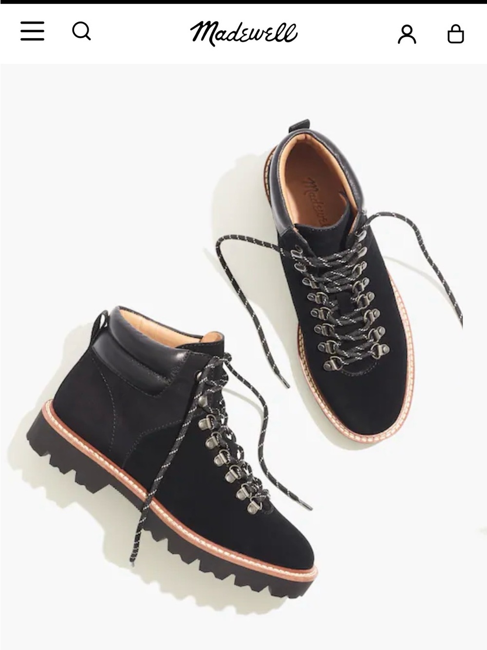 Madewell Black Citywalk Lugsole Hiker Boot